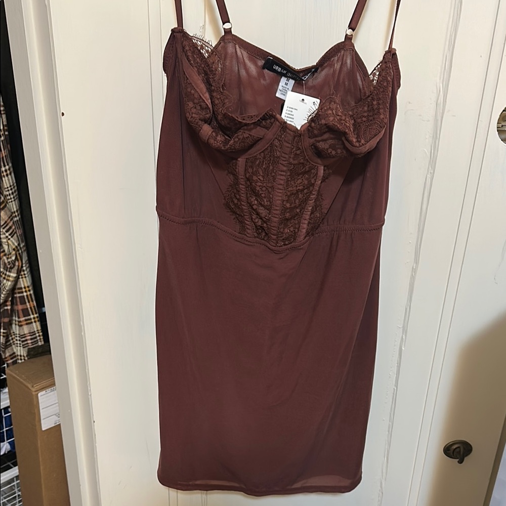 Urban Outfitters Burgundy Corset Slip Dress